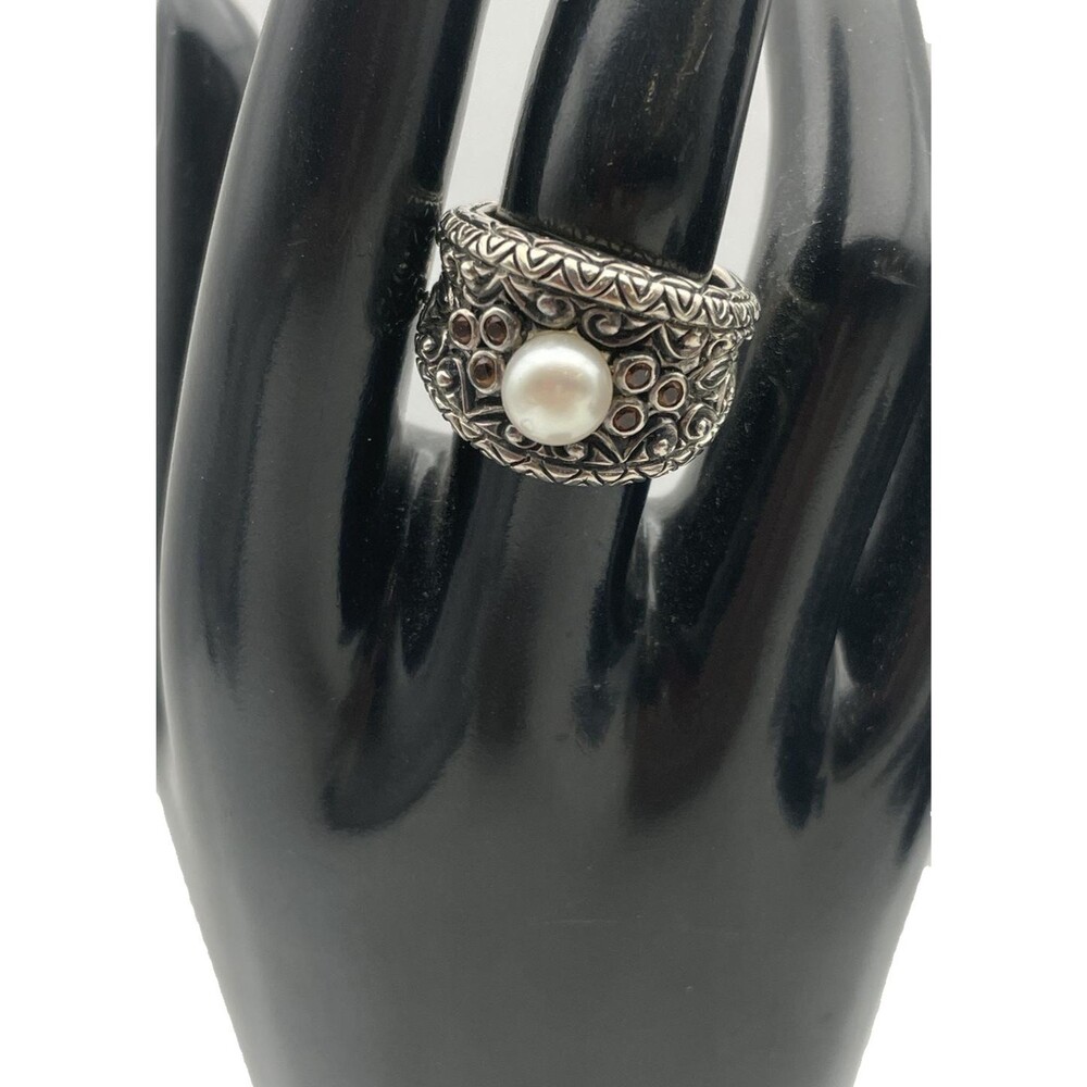 Barbara Bixby 925 Sterling 18K Gold White Pearl Ornate Ring Size 6.75 11.4g